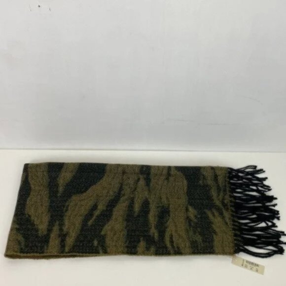 NWT Madewell Camouflage Camo Scarf Fringed Green Tan Black - Picture 8 of 8